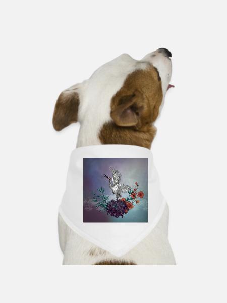 Wunderbarer Kranich mit Blumen - Hunde-Bandana - Weiß - Vorne