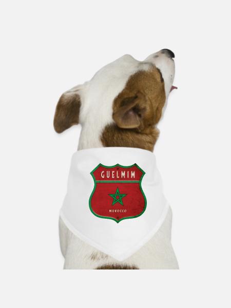 Guelmim Morocco Coat of Arms Flags Design - Dog Bandana - white - Front