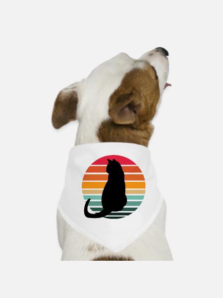 Katze Sunset - Hunde-Bandana - Weiß - Vorne