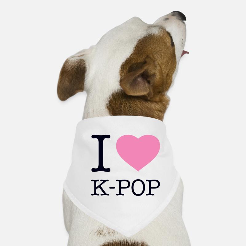 I LOVE K-POP - Hunde-Bandana - Weiß