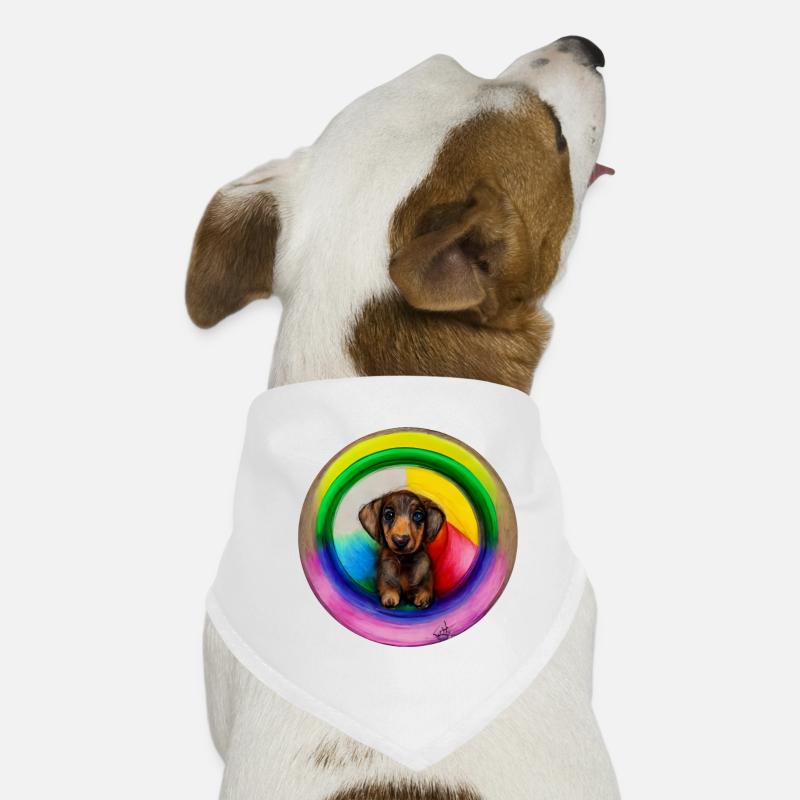 Dackel im Regenbogendesign Hunde-Bandana