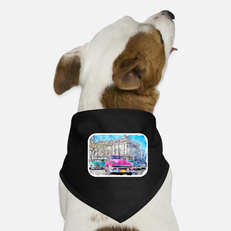 Cuba Aquarelle Esquisse Dessinée à la main Illustration Bandana pour chien