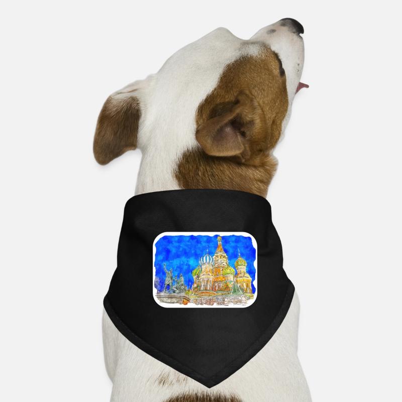 Moscou Russie Aquarelle Esquisse Dessin Dessiné Bandana pour chien