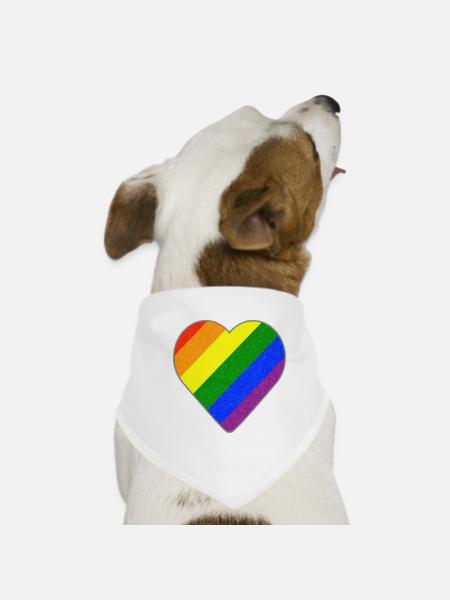 Rainbow Heart - Dog Bandana - white - Front