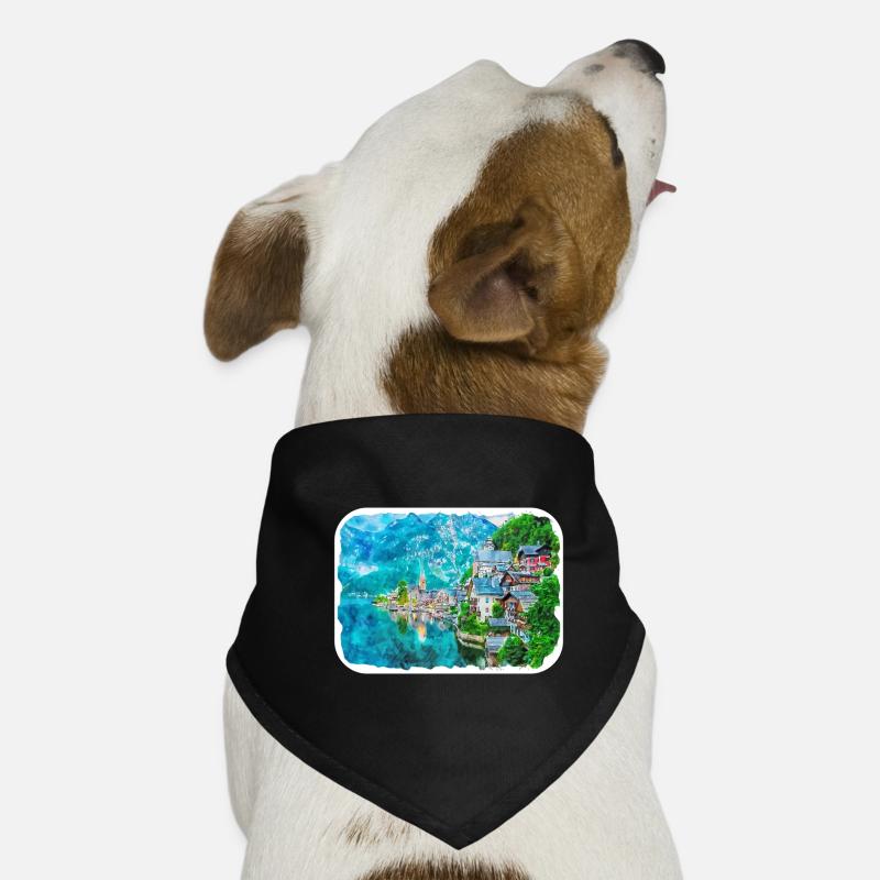 Autriche Aquarelle Esquisse Dessinée à la main Illustration Bandana pour chien