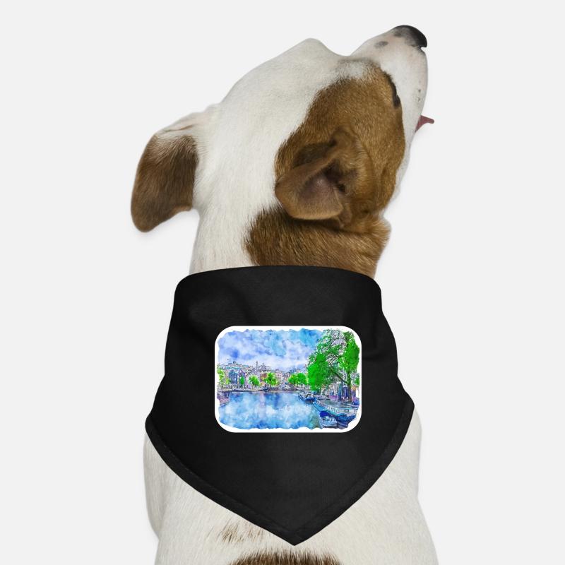 Pays-Bas Aquarelle Esquisse Dessinée Illustration Bandana pour chien