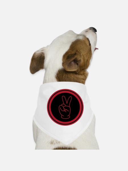 Peace Hand Comic - Hunde-Bandana - Weiß - Vorne
