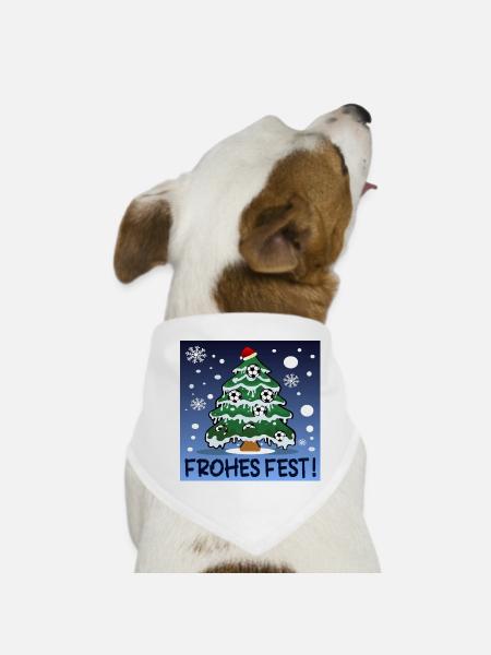 FROHES FEST - WEIHNACHTEN FUßBALL - Hunde-Bandana - Weiß - Vorne