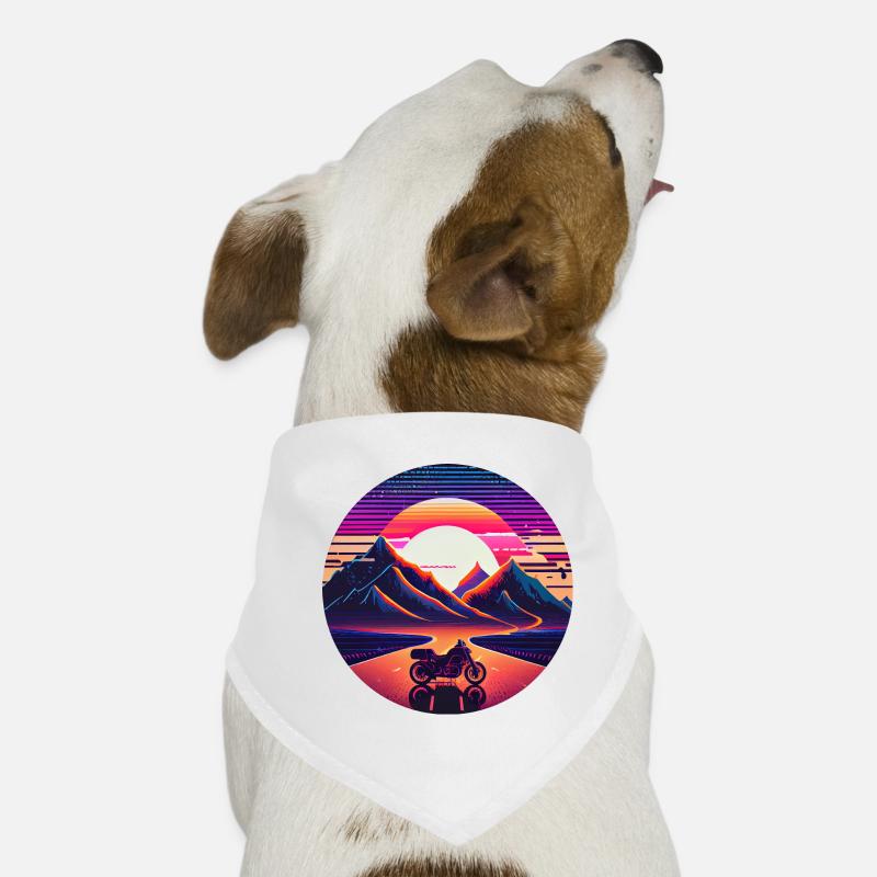 Retrowave Synthwave 80s Design - Hunde-Bandana - Weiß