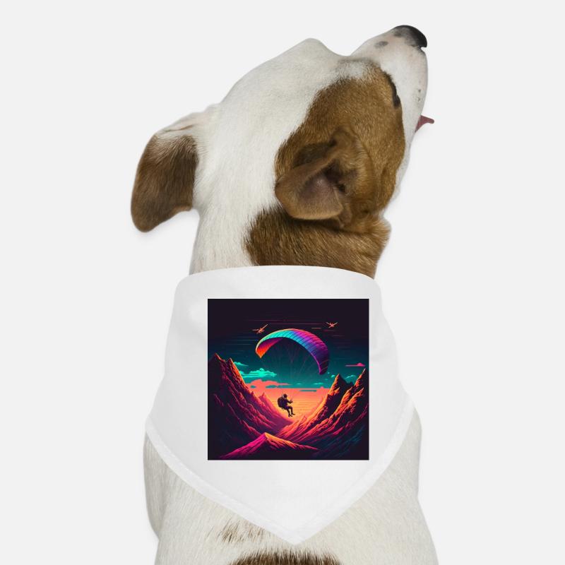Style Vaporwave, parapente dans la nature Bandana pour chien
