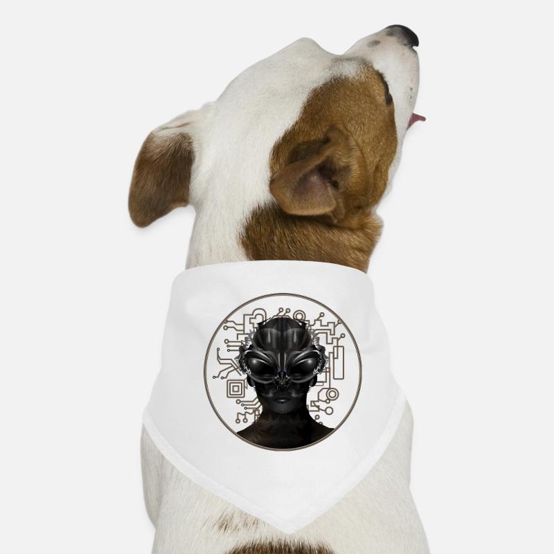 eindrucksvolles Portrait eines Ausserirdischen - Hunde-Bandana - Weiß