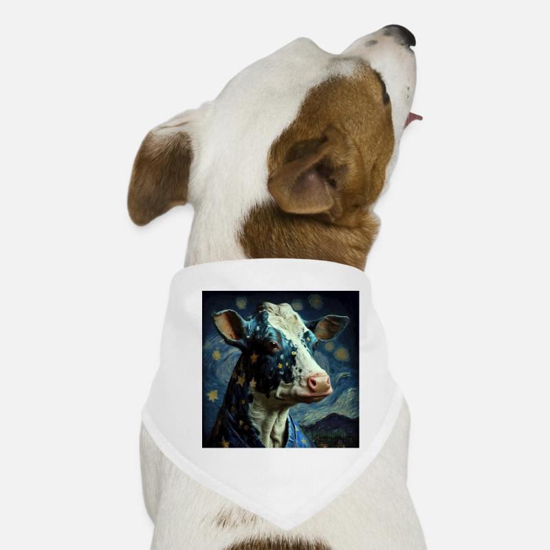 Cow Van Gogh Style Starry Sky Cool at Night Dog Bandana