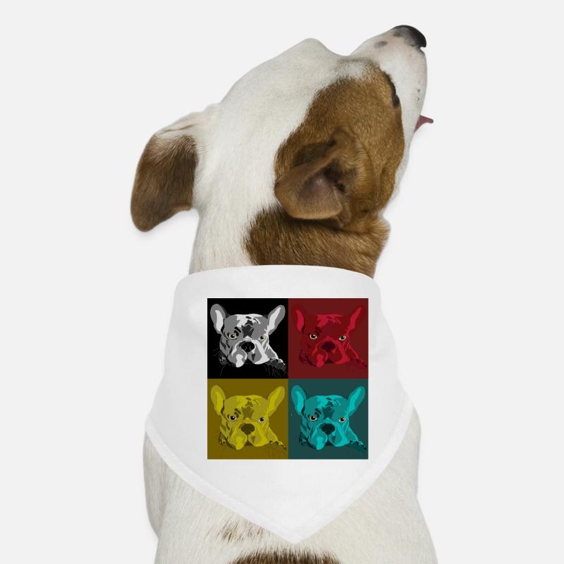 Frenchie Pop Art Vierfarb Design Hunde-Bandana