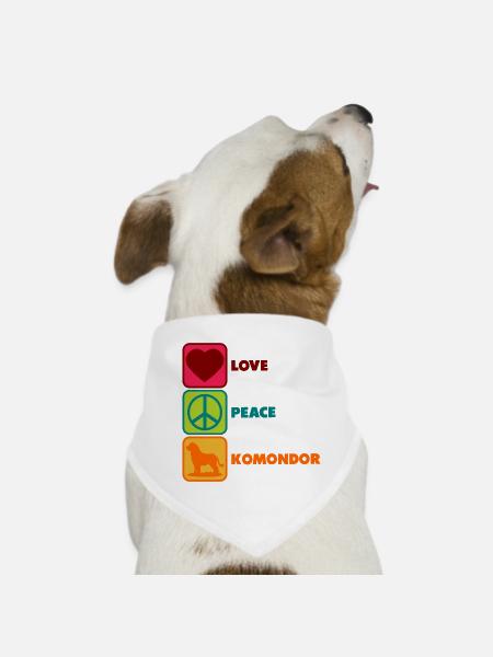 Komondor Ungarischer Mama Mom Peace Love - Hunde-Bandana - Weiß