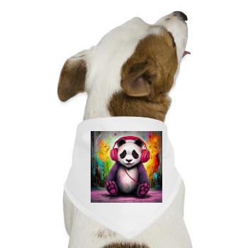 Panda DJ mit bunten Kopfhörern - Hunde-Bandana - Weiß - Vorne