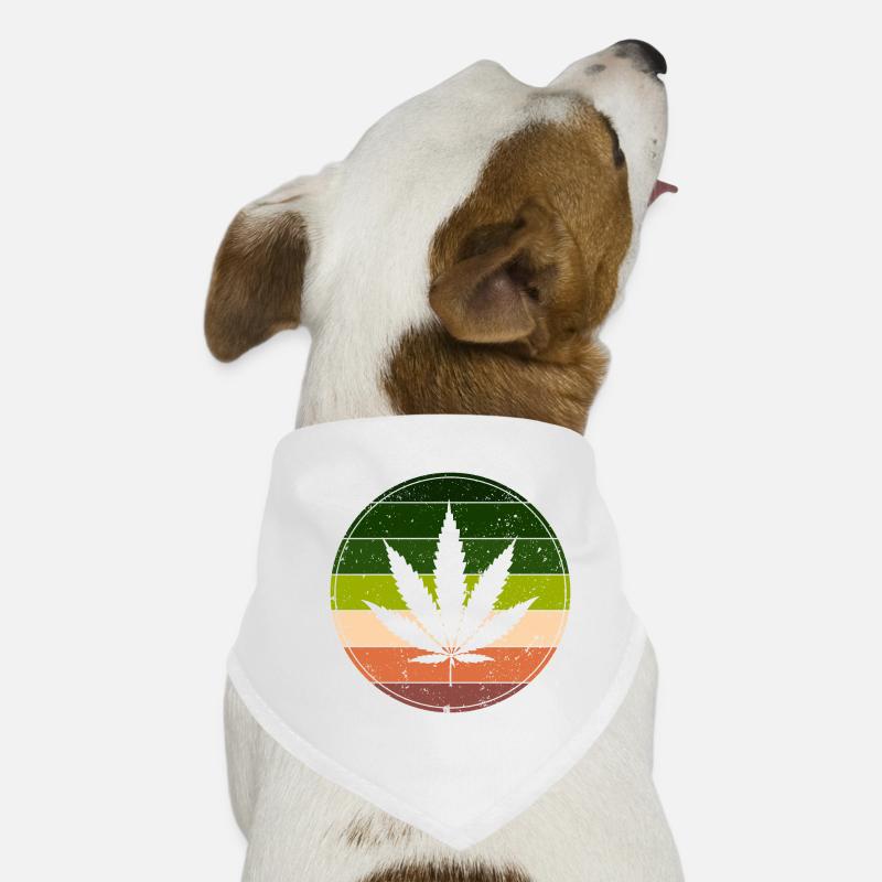 Retro Rainbow Cannabis Runde Hunde-Bandana