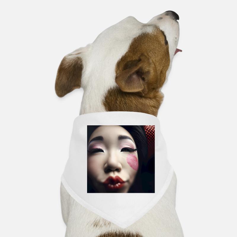 Geisha-Herz-Make-up-Porträt Hunde-Bandana