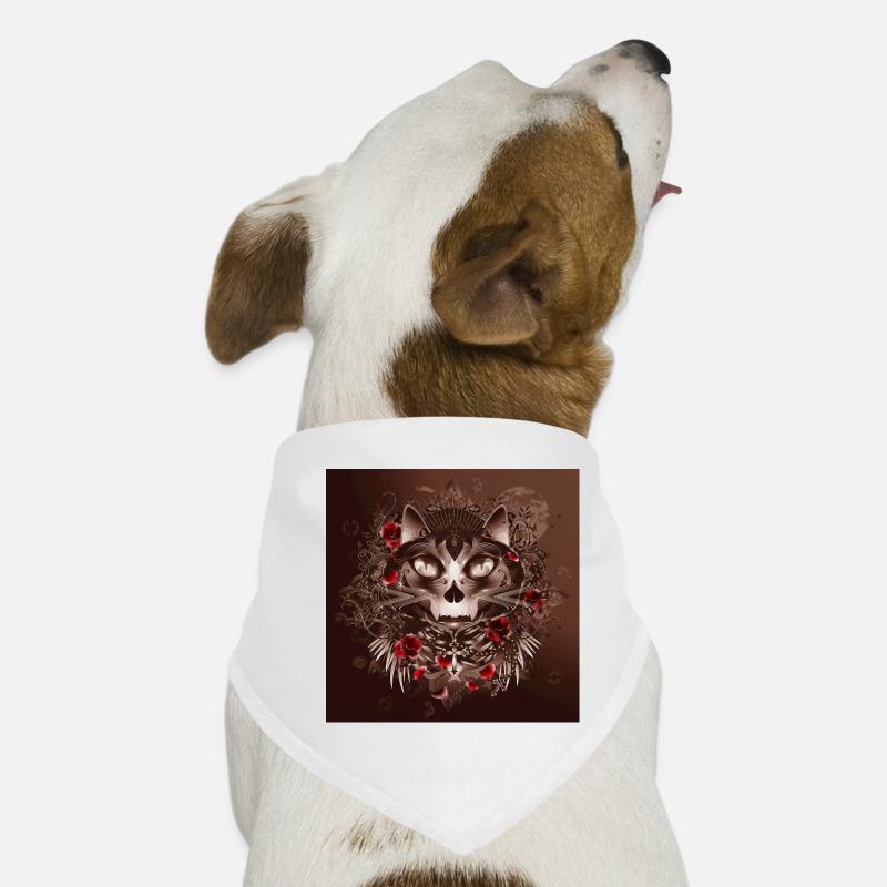 dunkle geheimnisvolle Katze im Rosengarten Hunde-Bandana