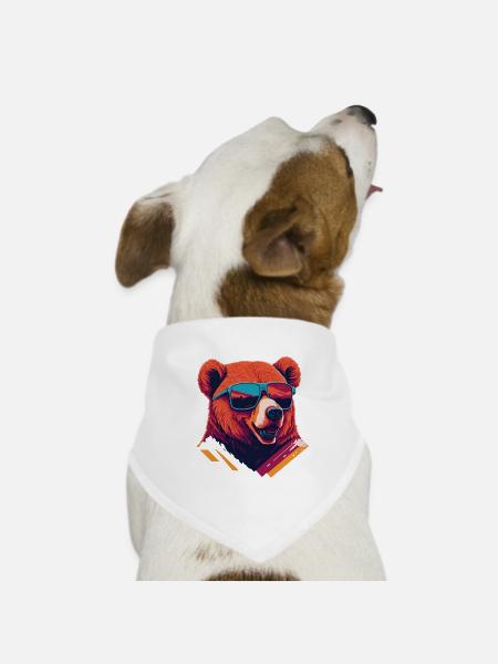 Audacieux et baissier: T-shirt Retro Bear - Bandana pour chien - blanc - Devant