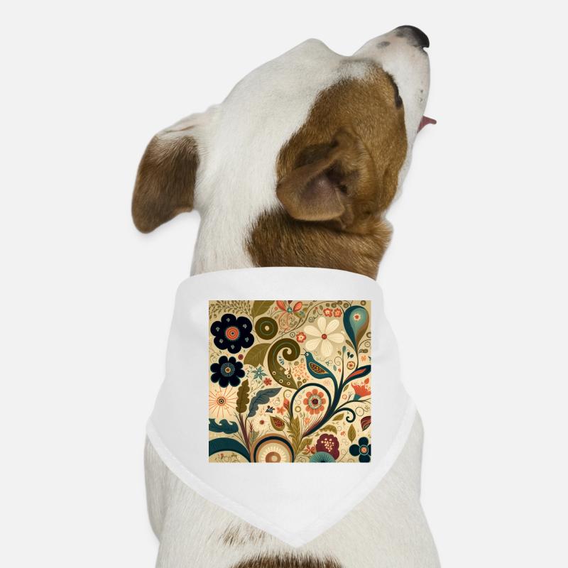 Botanicals Herbstliches Blumenmuster - Hunde-Bandana - Weiß