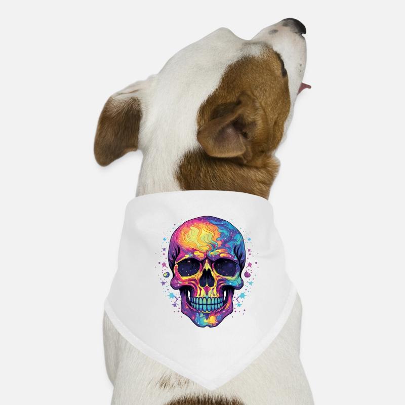 Psychedelic Neon Skull Dog Bandana