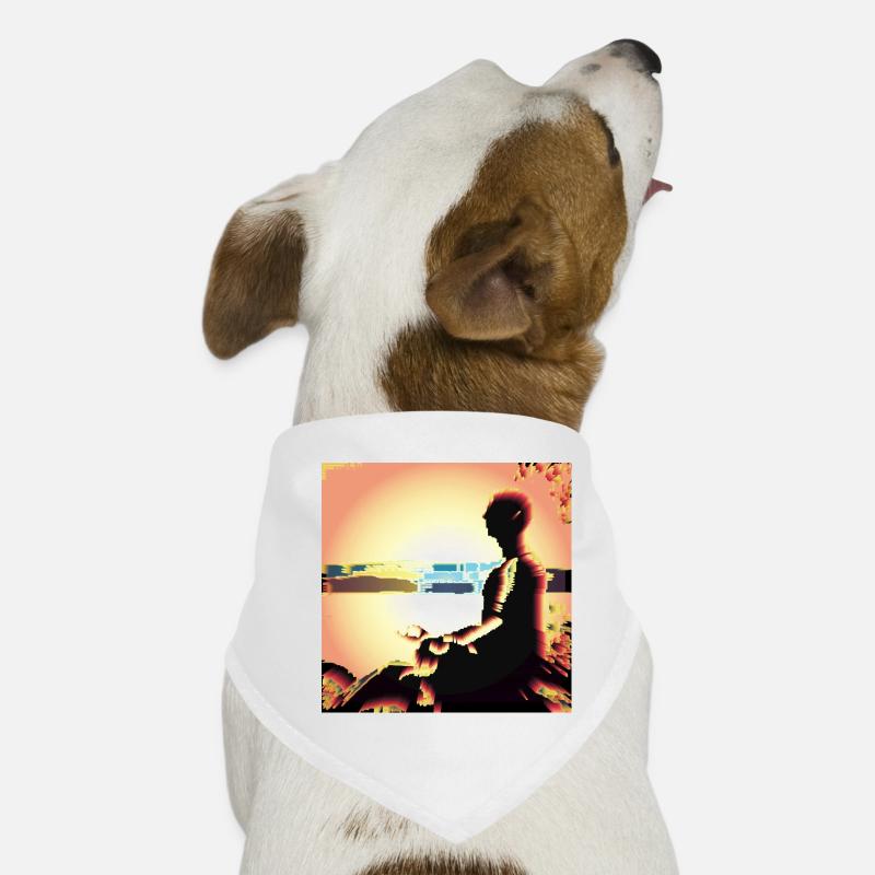 Pixelierte Silhouette am Sonnenuntergang Hunde-Bandana