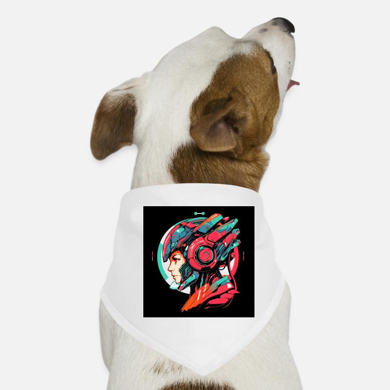 Futuristisches Samurai-Krieger-Pop-Art-Mädchen Hunde-Bandana