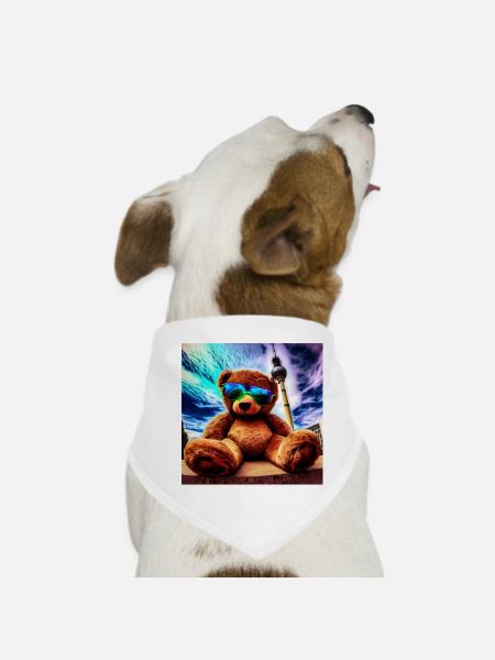 Teddy in Berlin II - Hunde-Bandana - Weiß - Vorne