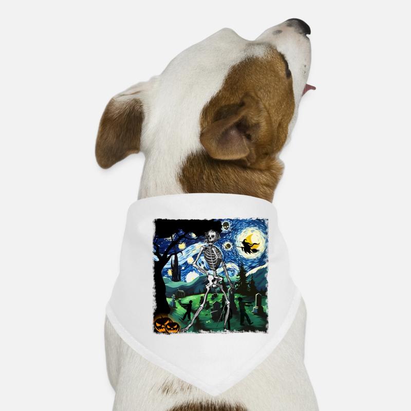 Squelette Halloween Nuit étoilée Van Gogh Bandana pour chien