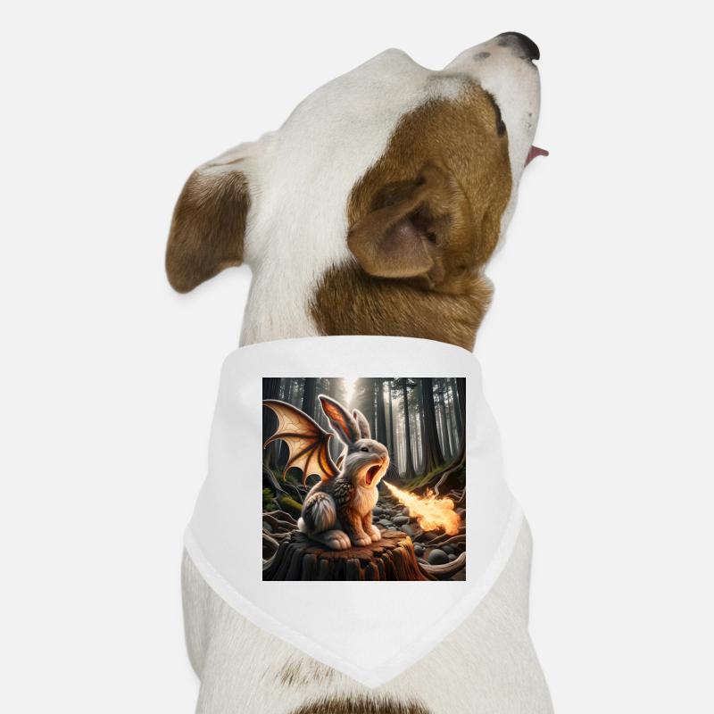 Feuerspeiender Hase Drache #23 - Hunde-Bandana - Weiß