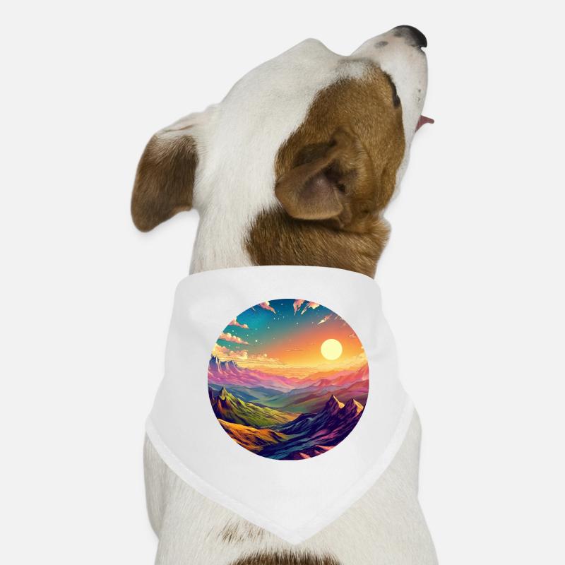 Paysage Coloré Épique Coucher De Soleil Bande Dessinée Bandana pour chien