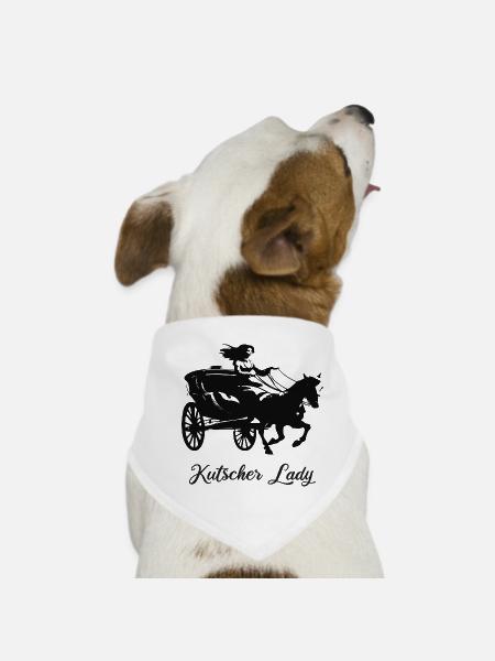 Kutscher Lady - Reiterin mit Pferdekutsche - Hunde-Bandana - Weiß - Vorne