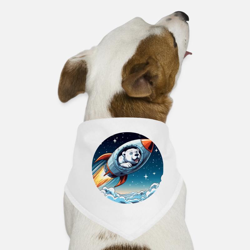 excited polar bear in a rocket comic Dog Bandana