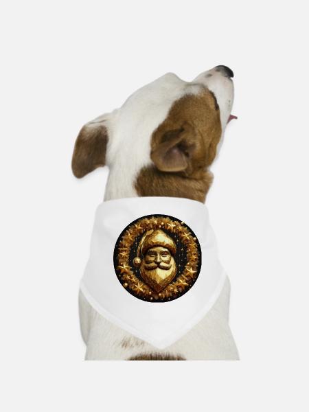 Santa Claus in gold with stars - Dog Bandana - white - Front