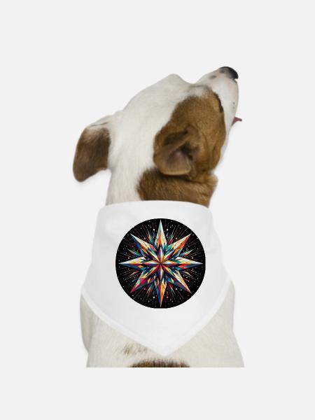 Star Galaxy Mandala Colorful - Dog Bandana - white - Front