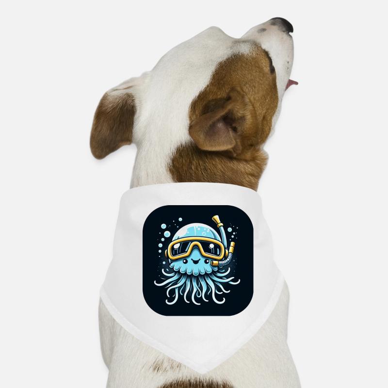 Méduse bleue avec lunettes de plongée, graphique Bandana pour chien