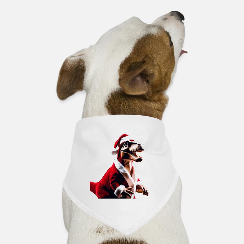 T-Rex als Weihnachtsmann - Hunde-Bandana - Weiß