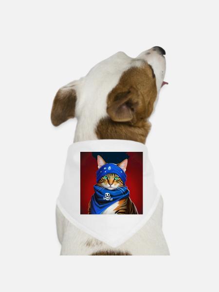 chat bandana bleu - Bandana pour chien - blanc - Devant