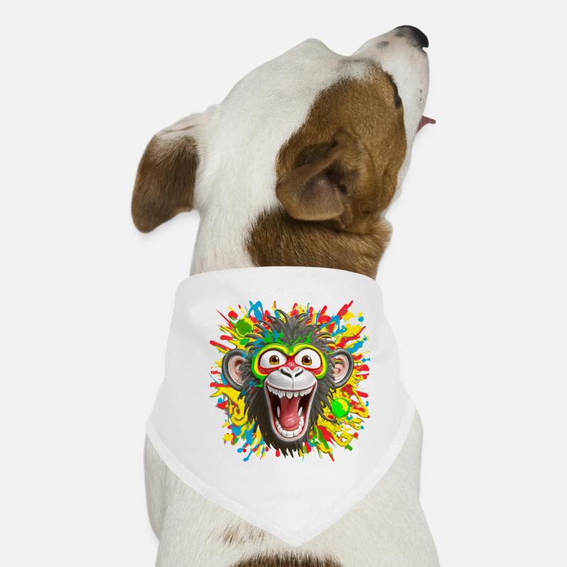 Portrait/Tête de Singe Rasta Coloré Eclaté de Rire Bandana pour chien