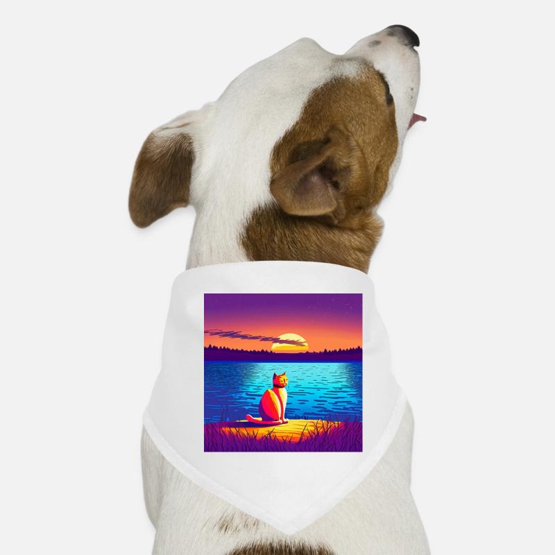 Chat profitant du coucher de soleil Bandana pour chien