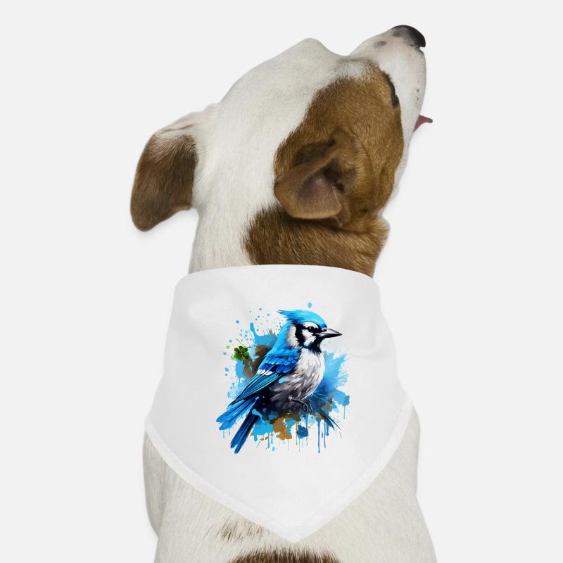 Geai bleu coloré, éclaboussures de peinture, éclaboussures de peinture Bandana pour chien