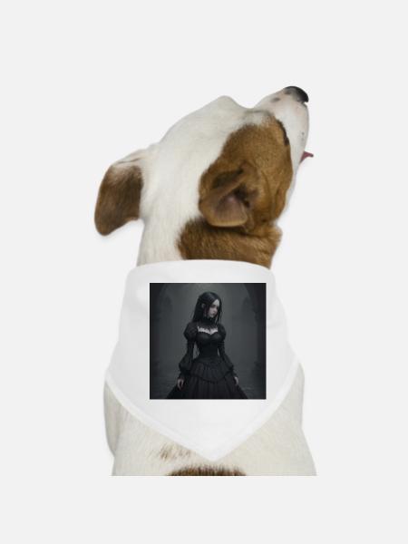 Gothic Viktorianisches Schwarzkleid - Hunde-Bandana - Weiß - Vorne