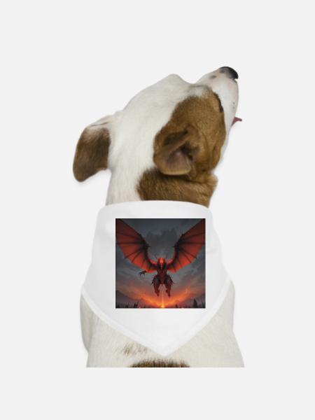 Rotdrache im Lavastrom - Hunde-Bandana - Weiß - Vorne