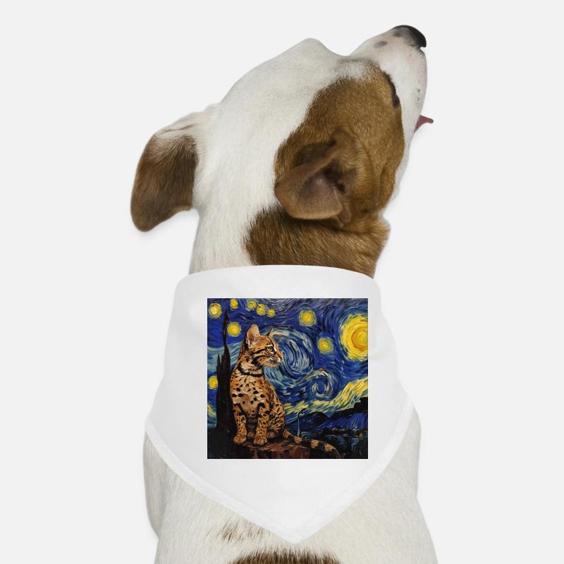 Ozelot, luchs, van gogh, sternennacht Hunde-Bandana