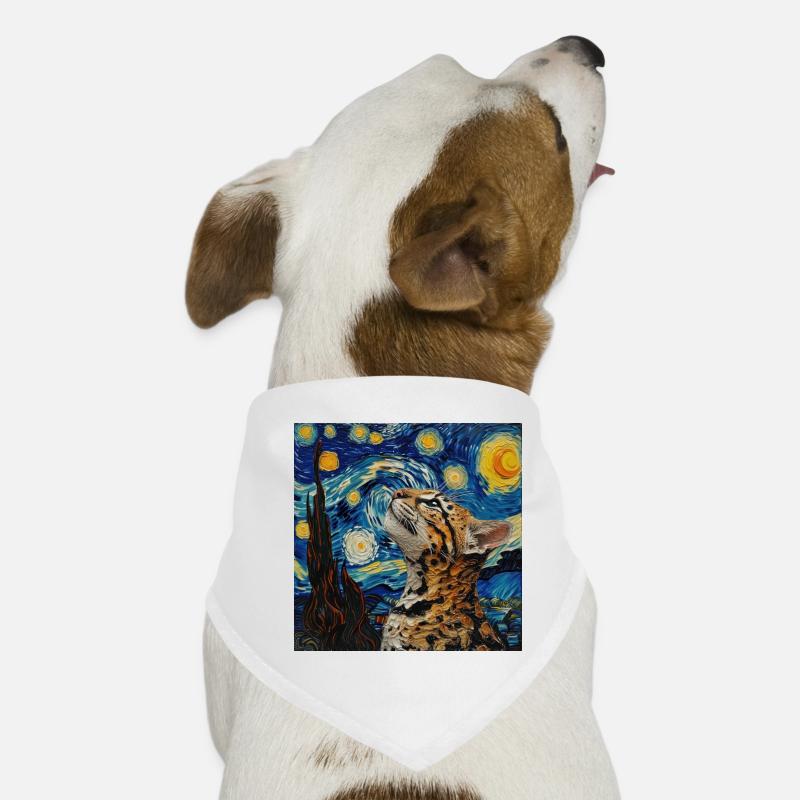Ocelot, Lynx, Van Gogh, Nuit étoilée Bandana pour chien