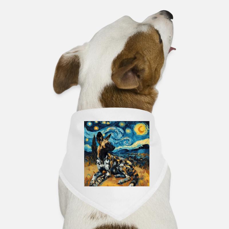 hyäne, van gogh, sternennacht - Hunde-Bandana - Weiß