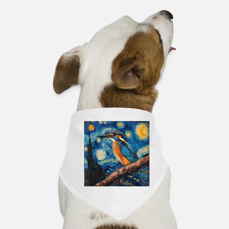 eisvogel, vogel, van gogh, sternennacht Hunde-Bandana