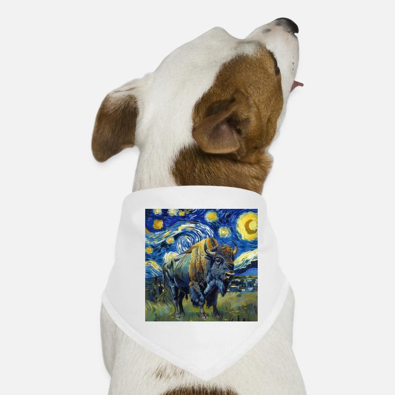 Bison, Buffalo, Animal, Van Gogh, Starry Night Dog Bandana