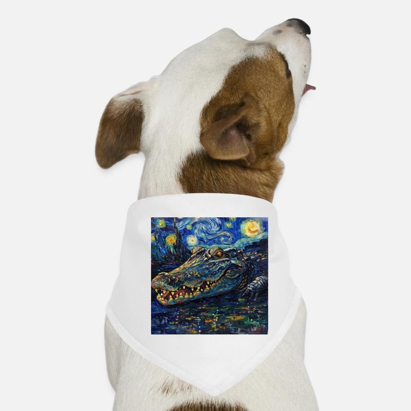 krokodile, alligator, Van Gogh, Geschenk - Hunde-Bandana - Weiß