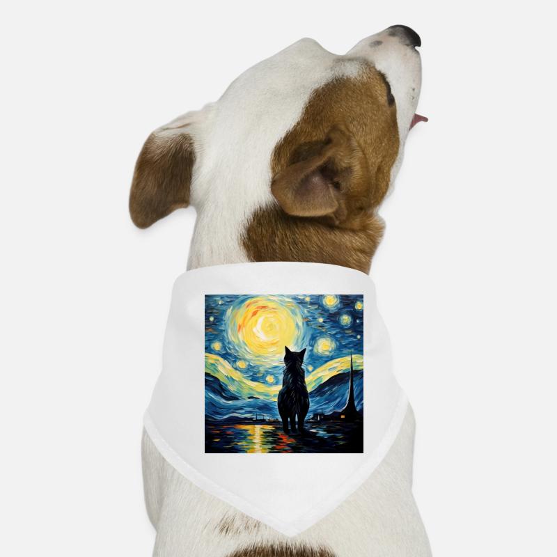 Chat, Motif De Chat, Van Gogh, Nuit Étoilée Bandana pour chien